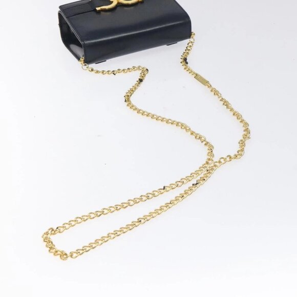 Salvatore Ferragamo Gancini Chain Shoulder Bag Leather Navy Gold - Picture 7 of 16